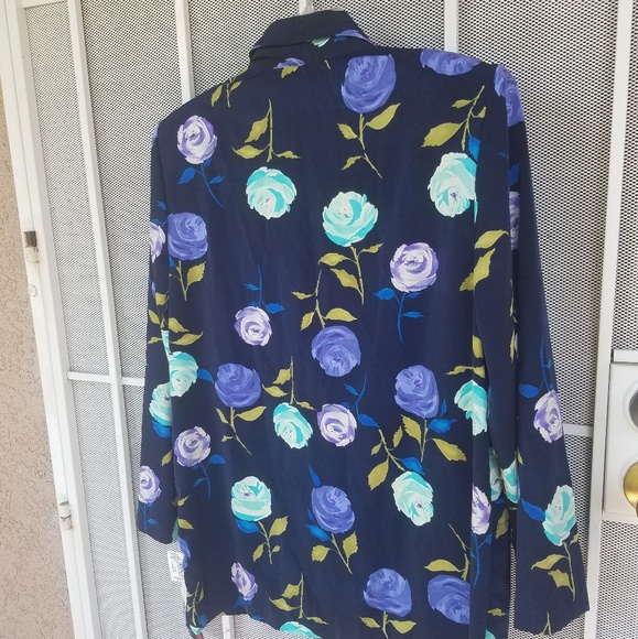 Briggs one button navy floral blazer L/XL - Picture 4 of 8